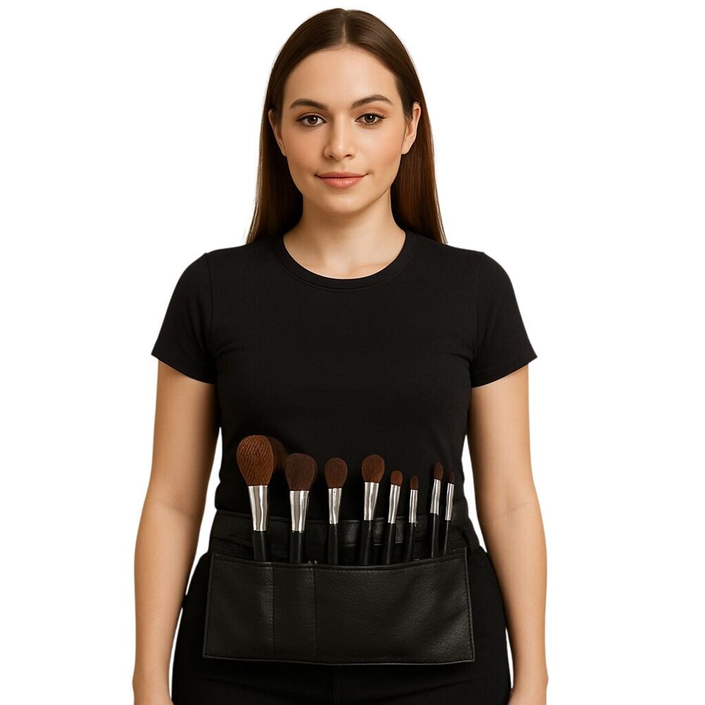 Leather Makeup Artist Brush Belt Waist Bag Black Adjustable 26–39” Holder